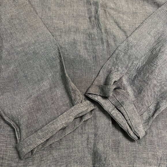 Eileen Fisher M Gray Button Front Shirt Jacket Linen Rayon Blend USA Long Sleeve - Picture 3 of 9